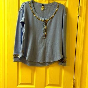 Free People We The Free Blue Rainbow Henley Thermal